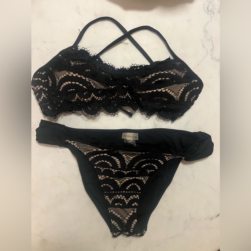 PilyQ black/nude Lace Bikini Two Piece